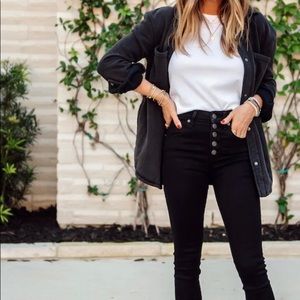 Abercrombie Super Skinny High Rise Jeans, black with raw hem